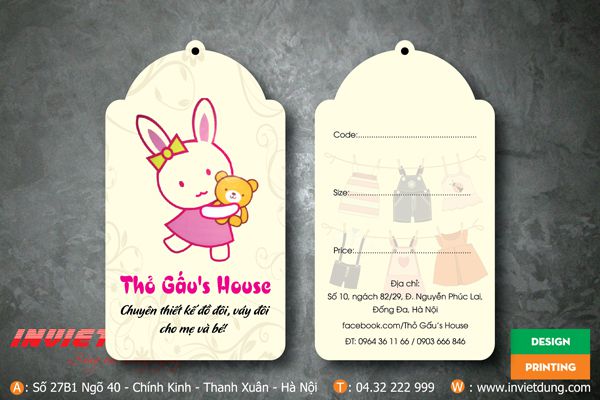 Mẫu in tag quần áo cửa hàng thiết kế đồ đôi, váy đôi cho mẹ và bé